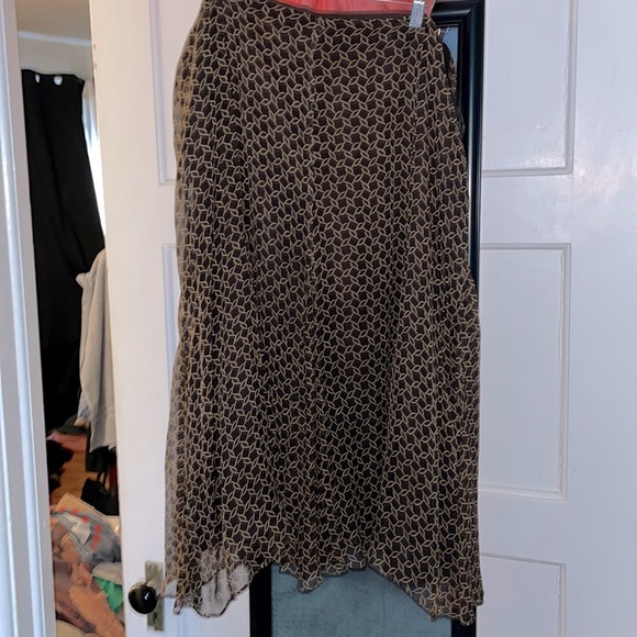 Anne Klein Dresses & Skirts - Anne Klein Brown and Tan 100% silk Midi Skirt